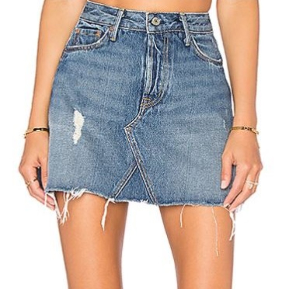 GRLFRND Eva A-Frame Gusset Denim Skirt